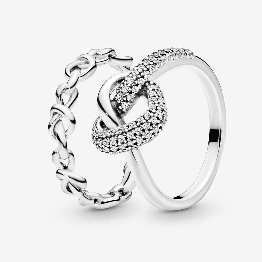 Zestawy Pierścieni Pandora Knotted Hearts Kolorowe | UG8021493