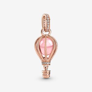 Dyndać Pandora Sparkling Pink Hot Air Balloon Różowe Złote | IL8639501