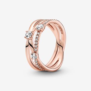 Oświadczenie Pandora Sparkling Triple Różowe Złote | YI8096532